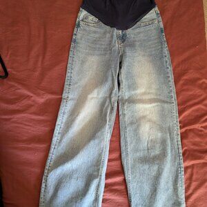 Pink Blush Maternity Wide Leg Cuffed Jeans
